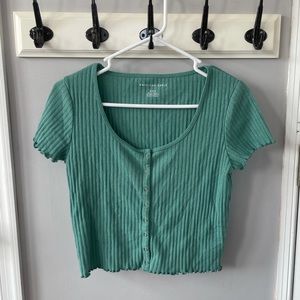 teal lettuce hem top